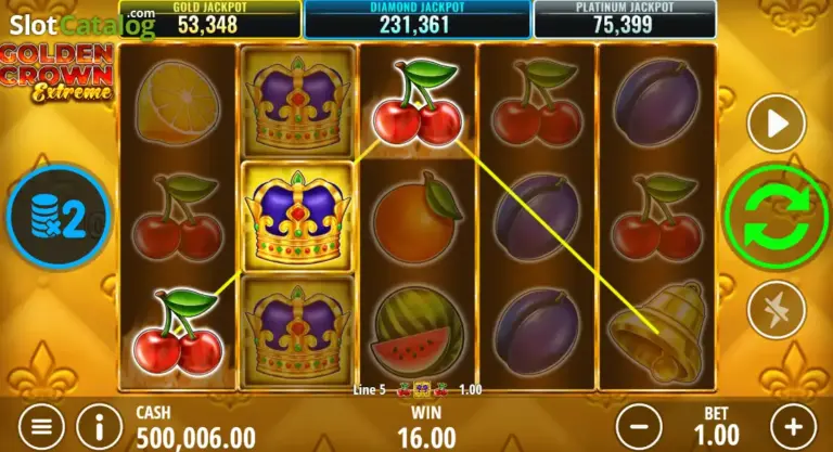 Carretes de Golden Crown Extreme adaptados a una pantalla vertical